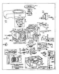 Cylinder Assembly Diagram and Parts List for 253700-253799 0213-01 Briggs and Stratton Engine